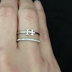 Silver “H” with diamond ring